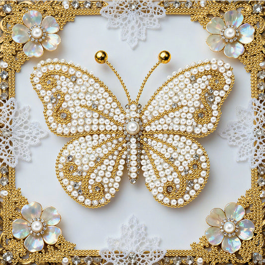 Butterfly - DIY Pearl Gem Art Diamond Painting Kits With Framefor Home Decor -25x25cm