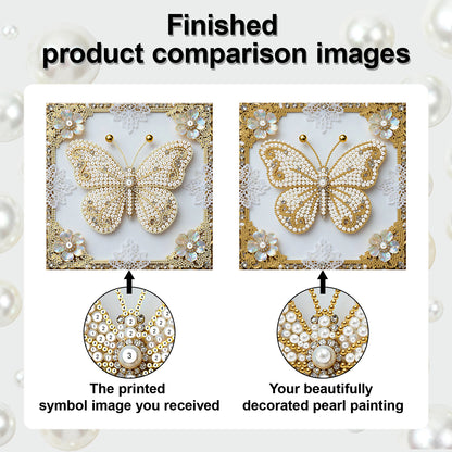 Butterfly - DIY Pearl Gem Art Diamond Painting Kits With Framefor Home Decor -25x25cm