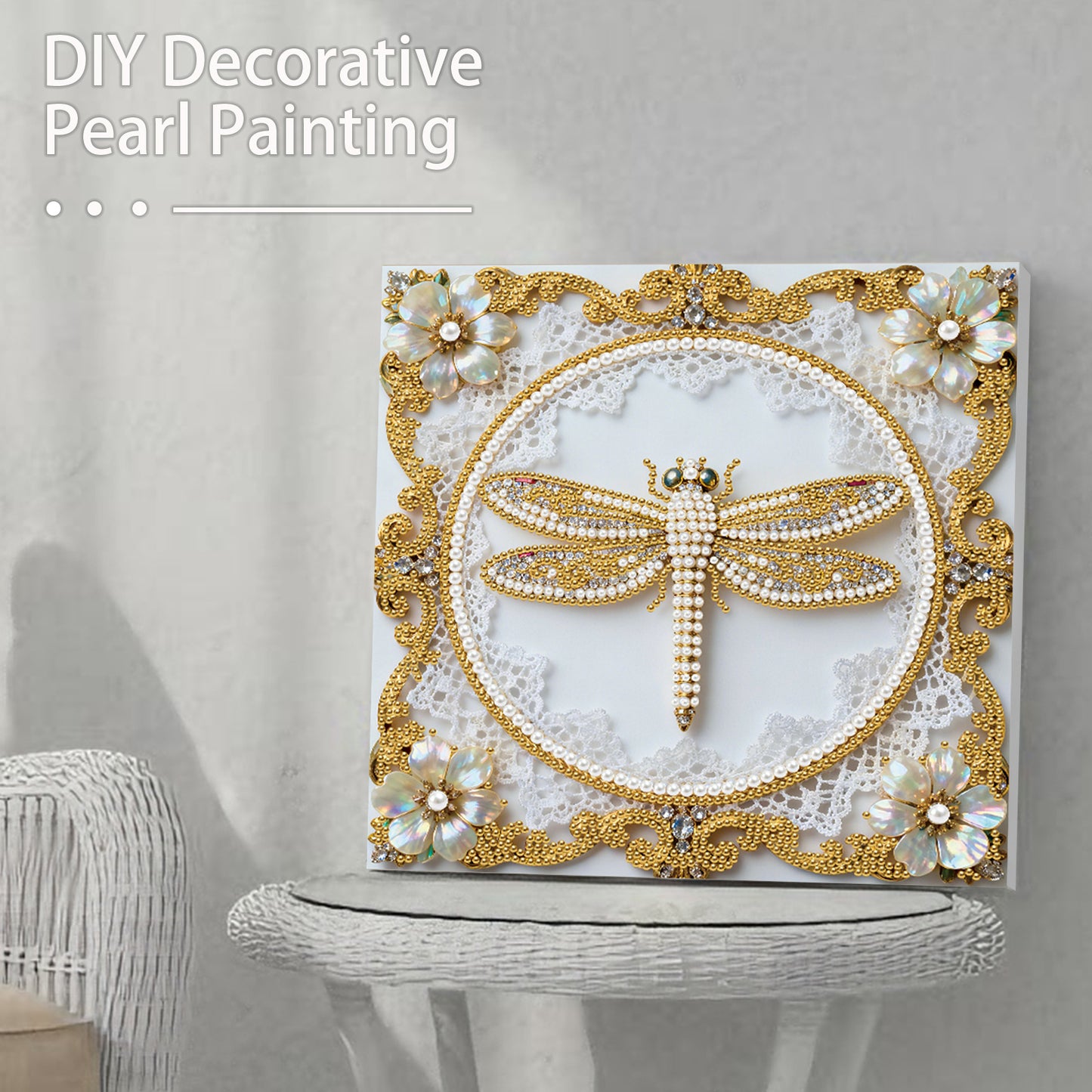 Dragonfly - DIY Pearl Gem Art Diamond Painting Kits With Framefor Home Decor -25x25cm