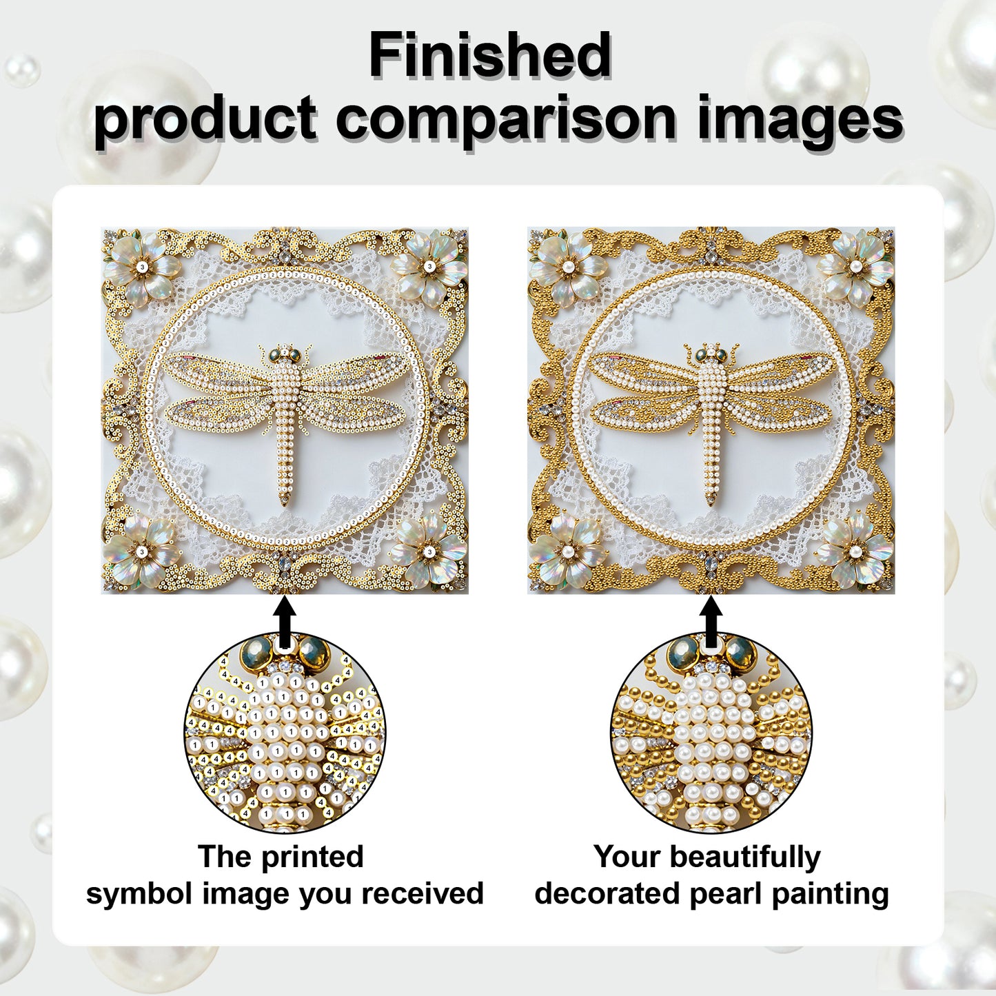Dragonfly - DIY Pearl Gem Art Diamond Painting Kits With Framefor Home Decor -25x25cm