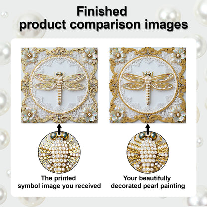 Dragonfly - DIY Pearl Gem Art Diamond Painting Kits With Framefor Home Decor -25x25cm