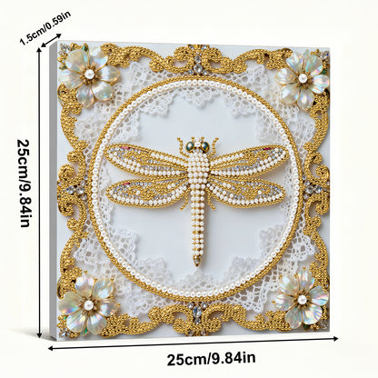 Dragonfly - DIY Pearl Gem Art Diamond Painting Kits With Framefor Home Decor -25x25cm