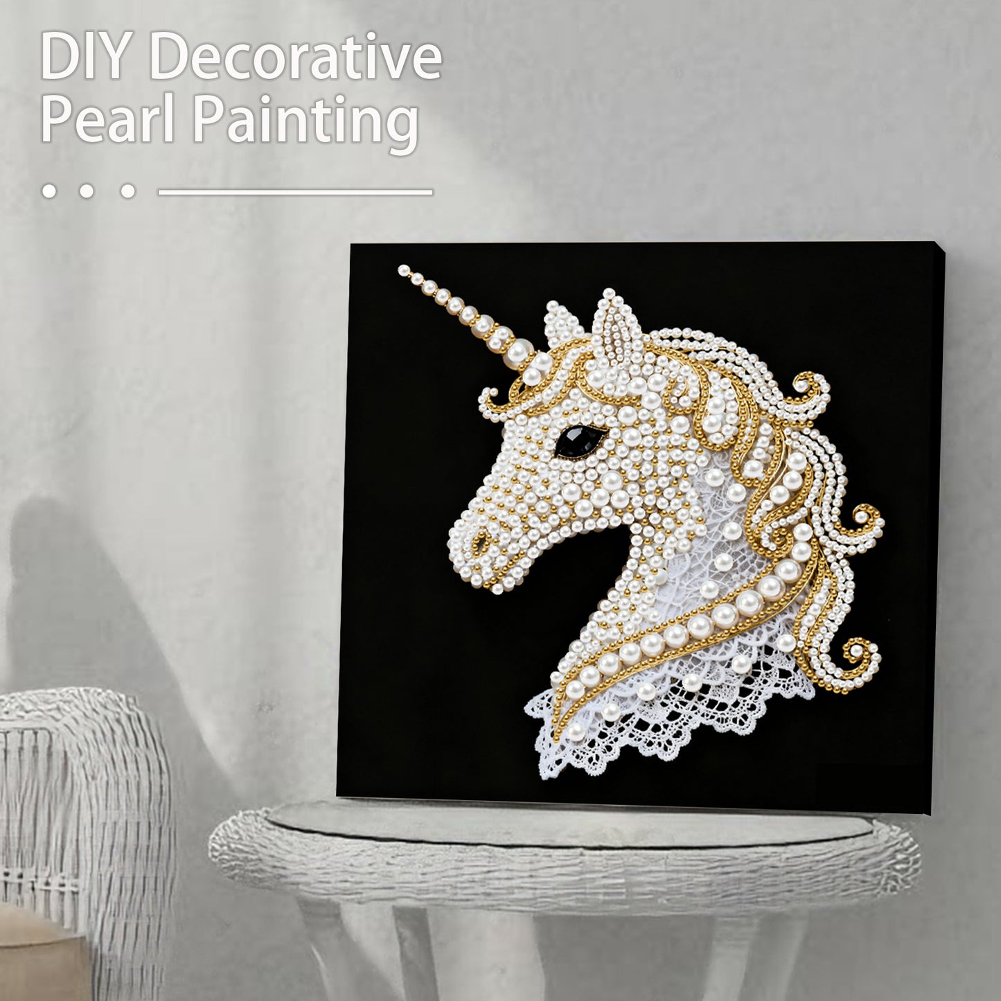 Unicorn - DIY Pearl Gem Art Diamond Painting Kits With Framefor Home Decor -25x25cm