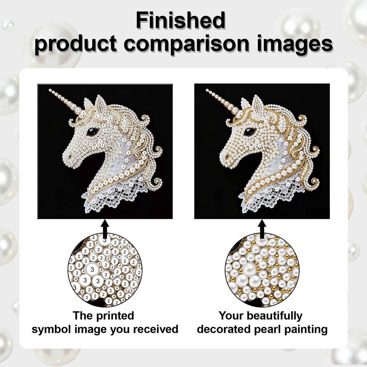 Unicorn - DIY Pearl Gem Art Diamond Painting Kits With Framefor Home Decor -25x25cm