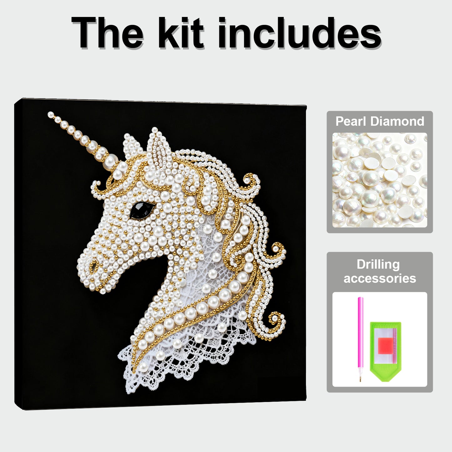 Unicorn - DIY Pearl Gem Art Diamond Painting Kits With Framefor Home Decor -25x25cm