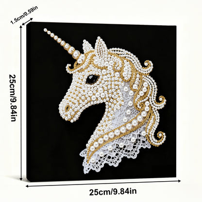 Unicorn - DIY Pearl Gem Art Diamond Painting Kits With Framefor Home Decor -25x25cm