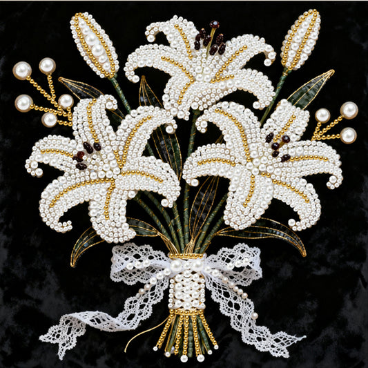 Blooming Flowers - DIY Pearl Gem Art Diamond Painting Kits With Framefor Home Decor -25x25cm