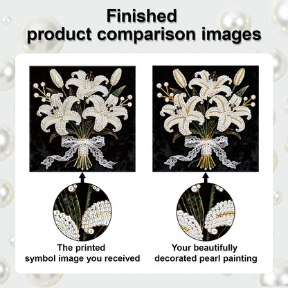 Blooming Flowers - DIY Pearl Gem Art Diamond Painting Kits With Framefor Home Decor -25x25cm