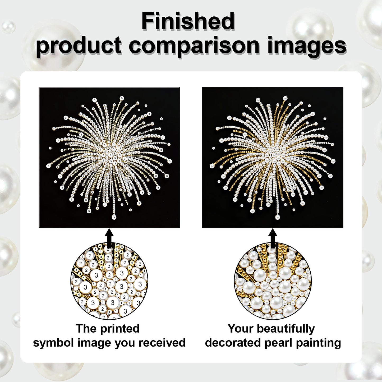 Fireworks - DIY Pearl Gem Art Diamond Painting Kits With Framefor Home Decor -25x25cm