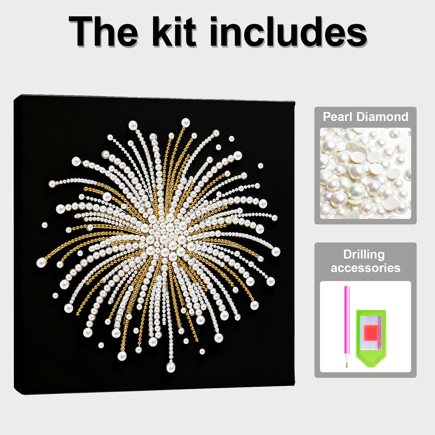 Fireworks - DIY Pearl Gem Art Diamond Painting Kits With Framefor Home Decor -25x25cm