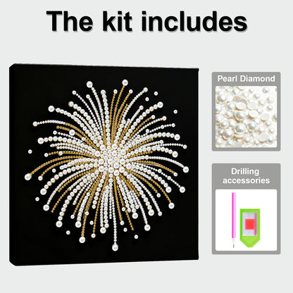 Fireworks - DIY Pearl Gem Art Diamond Painting Kits With Framefor Home Decor -25x25cm