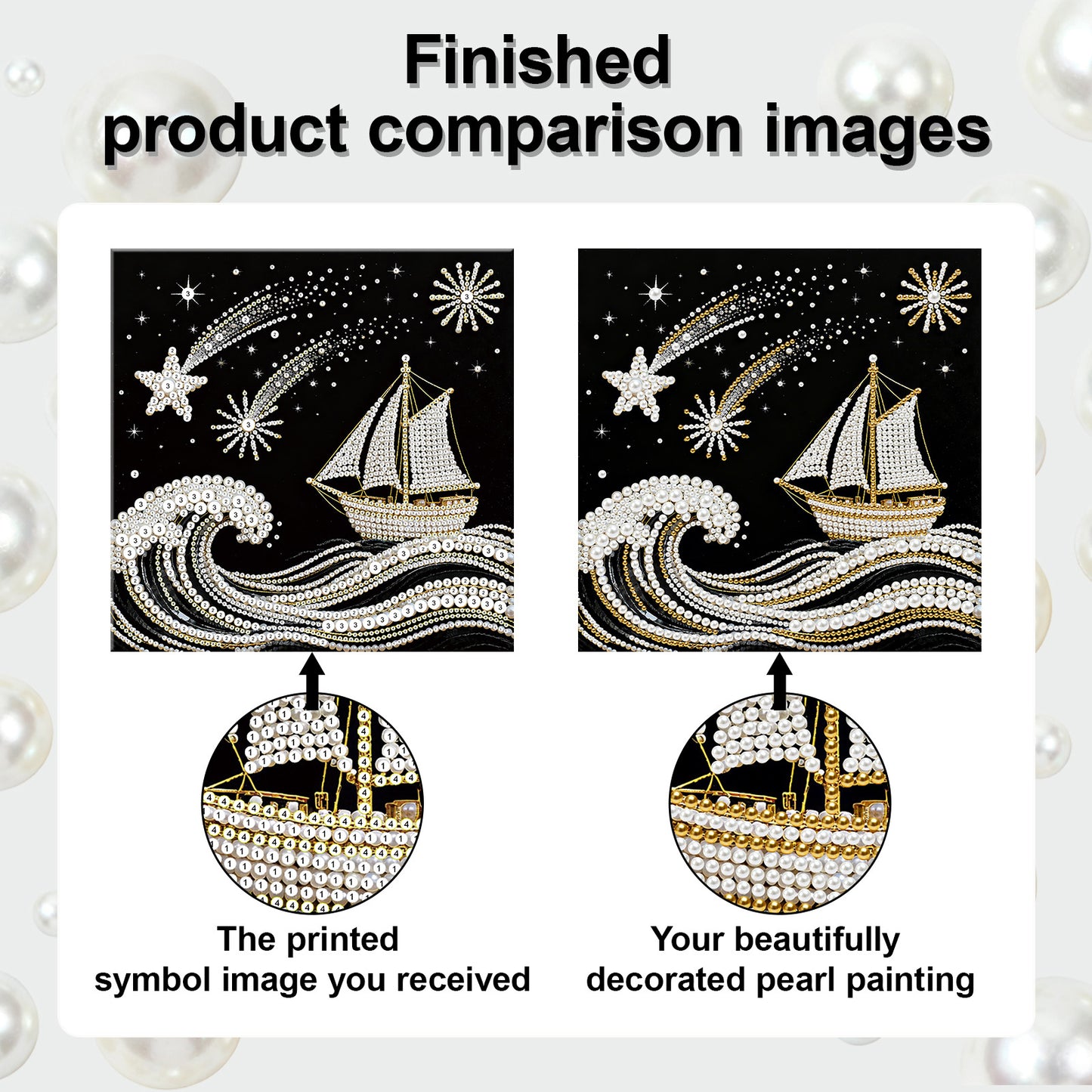 Sailboat On Waves - DIY Pearl Gem Art Diamond Painting Kits With Framefor Home Decor -25x25cm