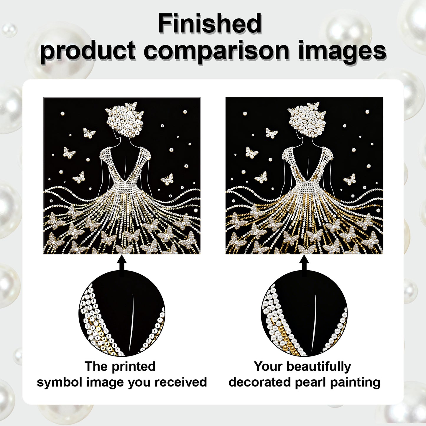 Elegant Girl - DIY Pearl Gem Art Diamond Painting Kits With Framefor Home Decor -25x25cm