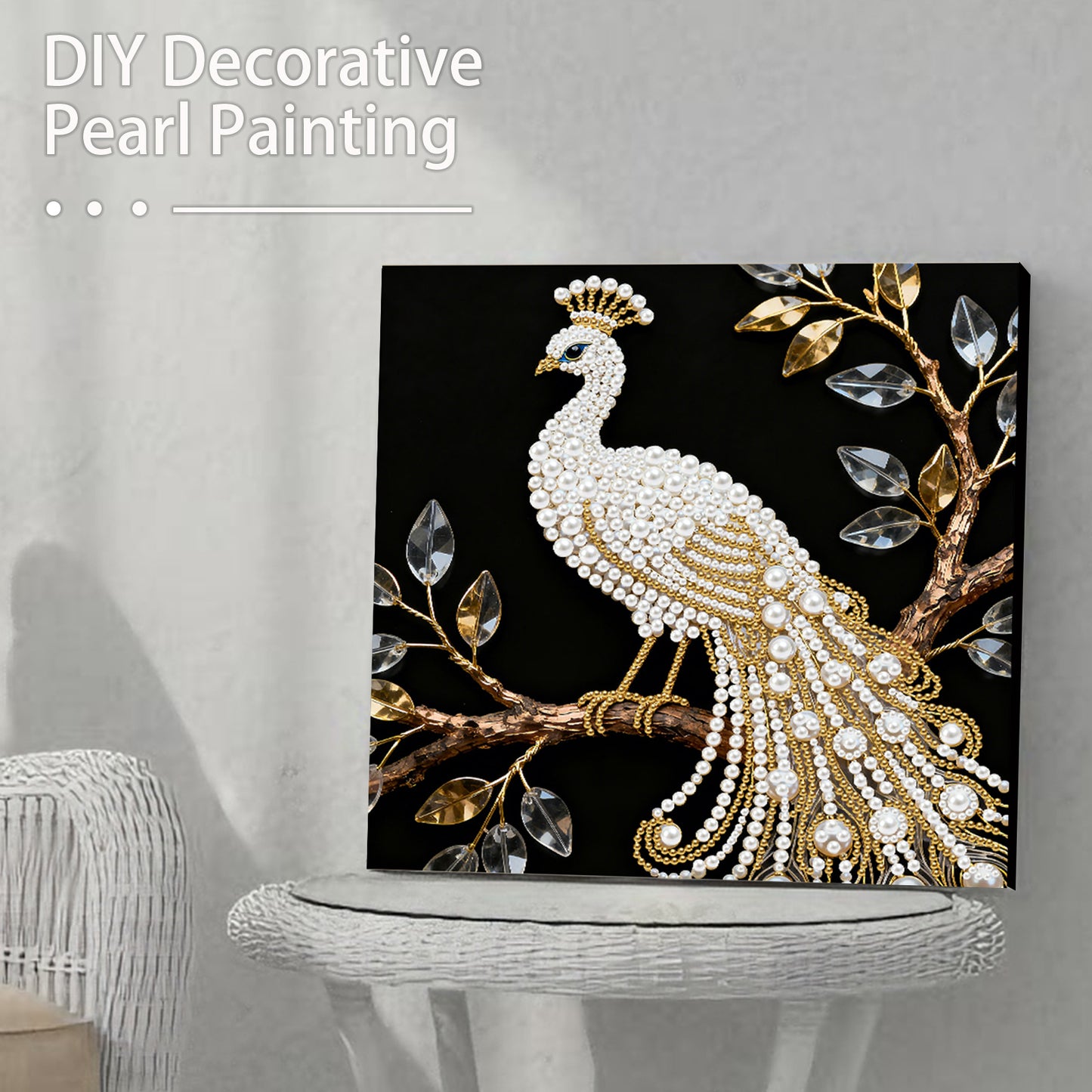 Peacock - DIY Pearl Gem Art Diamond Painting Kits With Framefor Home Decor -25x25cm