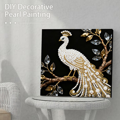 Peacock - DIY Pearl Gem Art Diamond Painting Kits With Framefor Home Decor -25x25cm