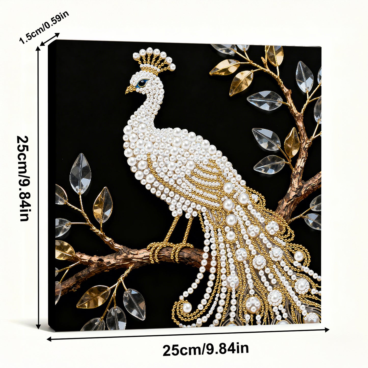 Peacock - DIY Pearl Gem Art Diamond Painting Kits With Framefor Home Decor -25x25cm