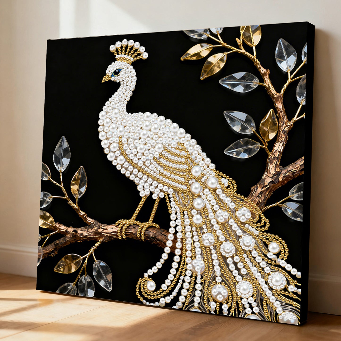 Peacock - DIY Pearl Gem Art Diamond Painting Kits With Framefor Home Decor -25x25cm