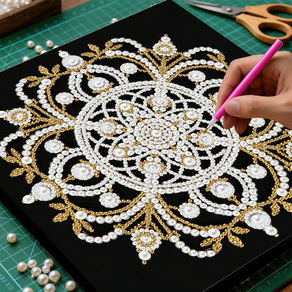 Mandala - DIY Pearl Gem Art Diamond Painting Kits With Framefor Home Decor -25x25cm