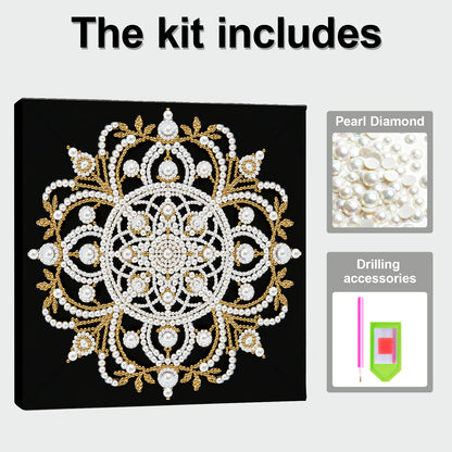 Mandala - DIY Pearl Gem Art Diamond Painting Kits With Framefor Home Decor -25x25cm