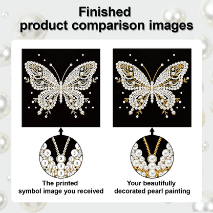 Butterfly - DIY Pearl Gem Art Diamond Painting Kits With Framefor Home Decor -25x25cm