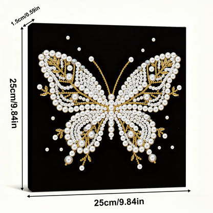 Butterfly - DIY Pearl Gem Art Diamond Painting Kits With Framefor Home Decor -25x25cm