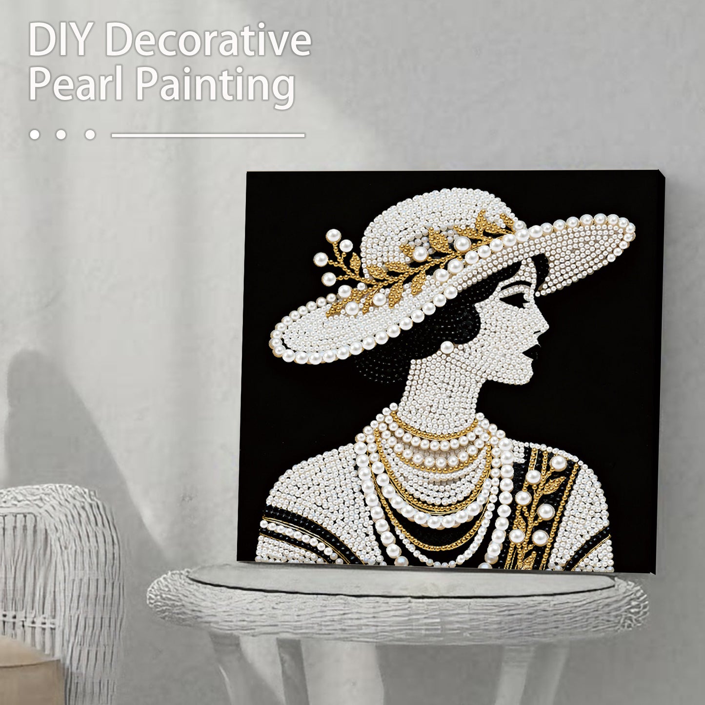 Lady - DIY Pearl Gem Art Diamond Painting Kits With Framefor Home Decor -25x25cm