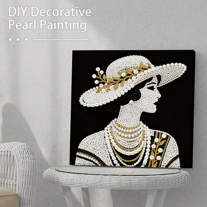 Lady - DIY Pearl Gem Art Diamond Painting Kits With Framefor Home Decor -25x25cm