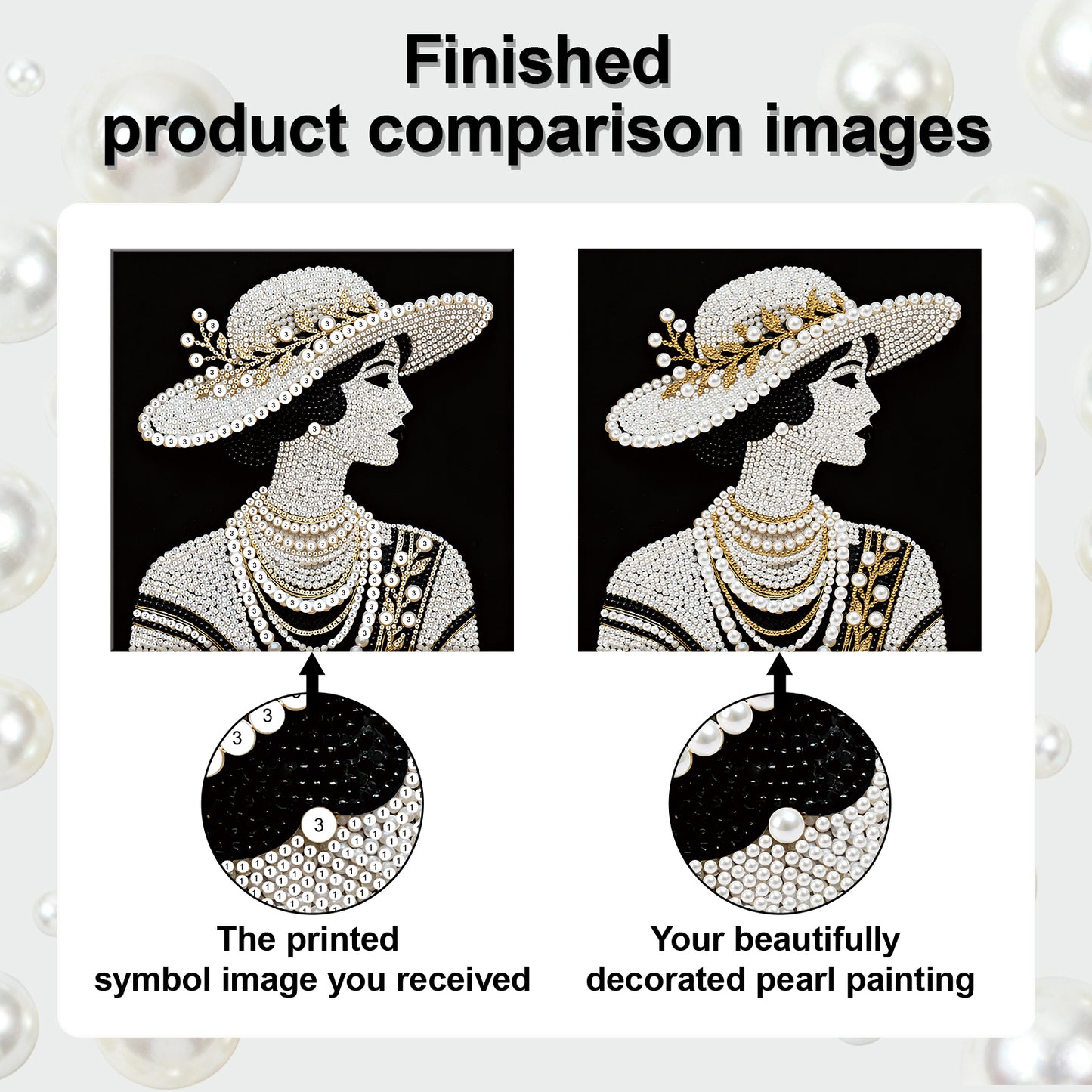 Lady - DIY Pearl Gem Art Diamond Painting Kits With Framefor Home Decor -25x25cm