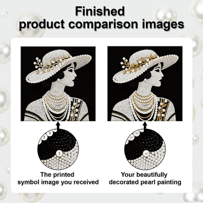 Lady - DIY Pearl Gem Art Diamond Painting Kits With Framefor Home Decor -25x25cm