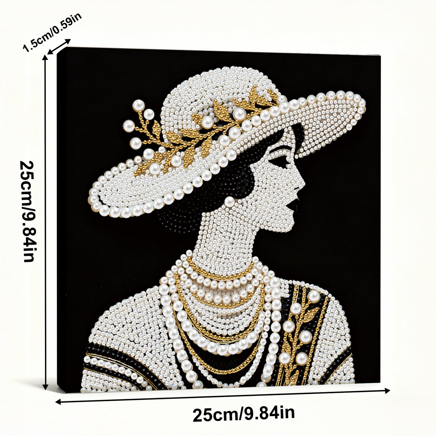 Lady - DIY Pearl Gem Art Diamond Painting Kits With Framefor Home Decor -25x25cm