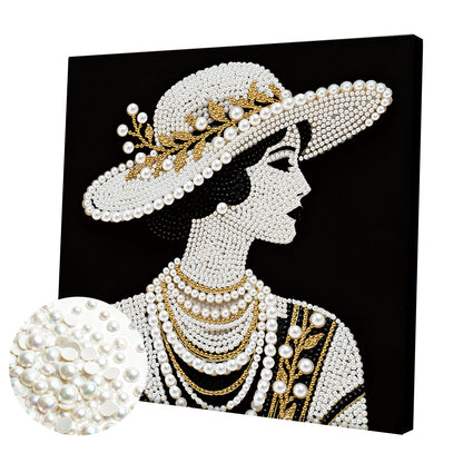 Lady - DIY Pearl Gem Art Diamond Painting Kits With Framefor Home Decor -25x25cm