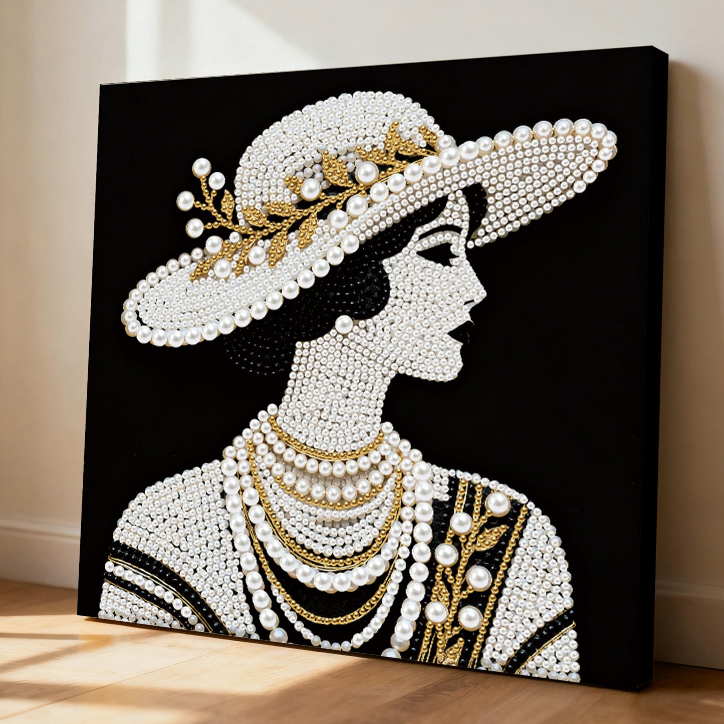 Lady - DIY Pearl Gem Art Diamond Painting Kits With Framefor Home Decor -25x25cm