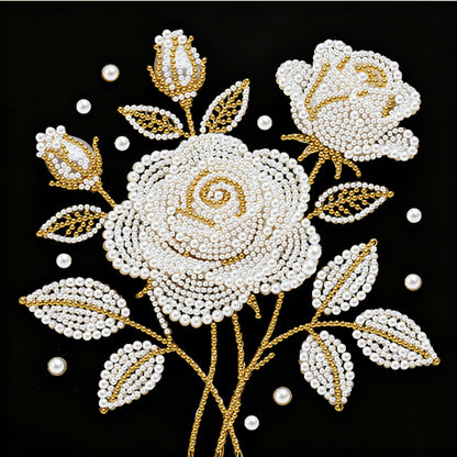 Rose - DIY Pearl Gem Art Diamond Painting Kits With Framefor Home Decor -25x25cm