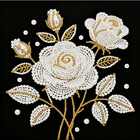 Rose - DIY Pearl Gem Art Diamond Painting Kits With Framefor Home Decor -25x25cm