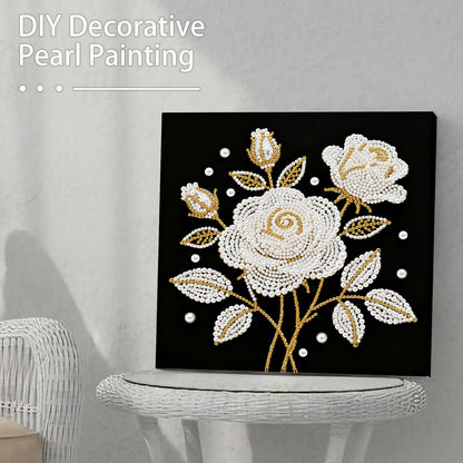 Rose - DIY Pearl Gem Art Diamond Painting Kits With Framefor Home Decor -25x25cm