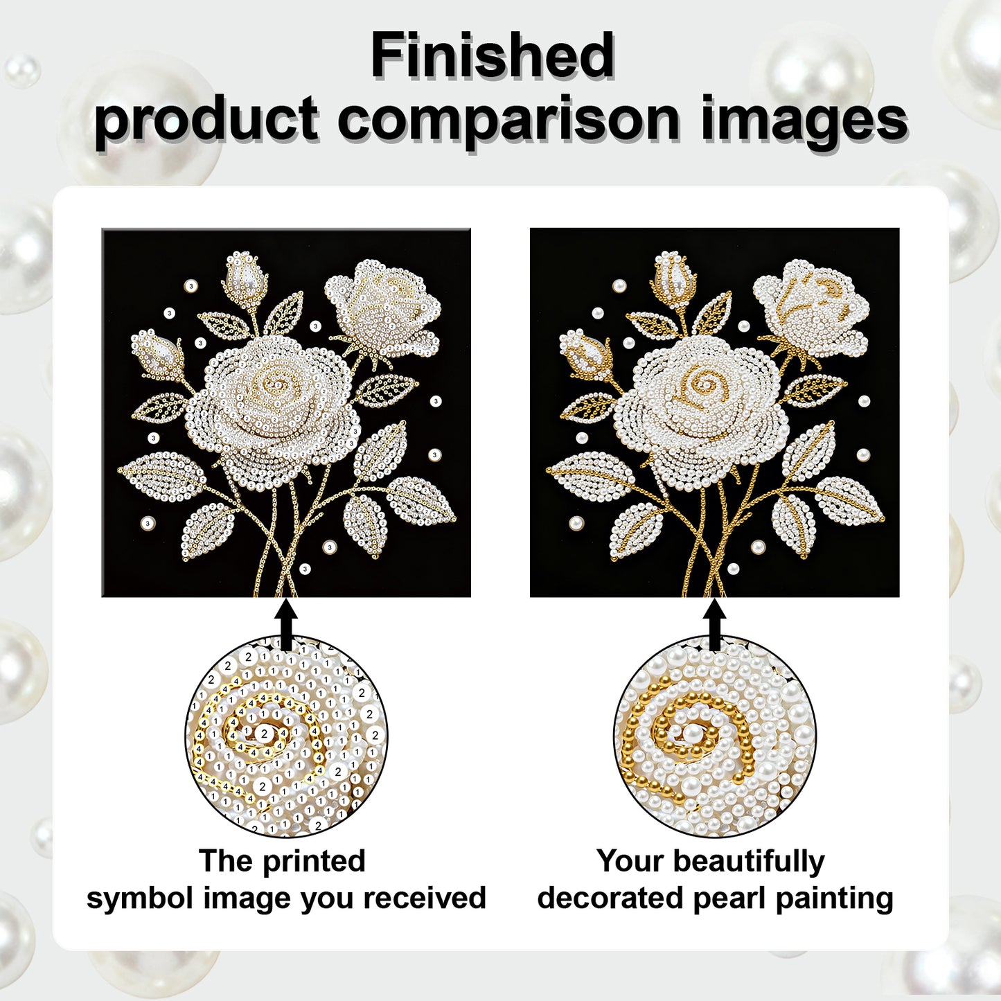 Rose - DIY Pearl Gem Art Diamond Painting Kits With Framefor Home Decor -25x25cm