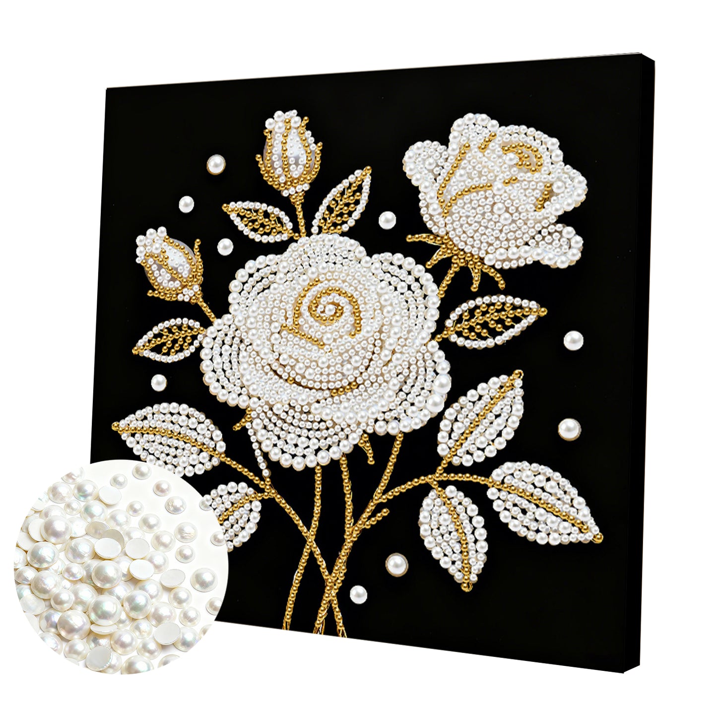 Rose - DIY Pearl Gem Art Diamond Painting Kits With Framefor Home Decor -25x25cm
