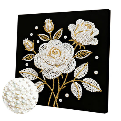Rose - DIY Pearl Gem Art Diamond Painting Kits With Framefor Home Decor -25x25cm