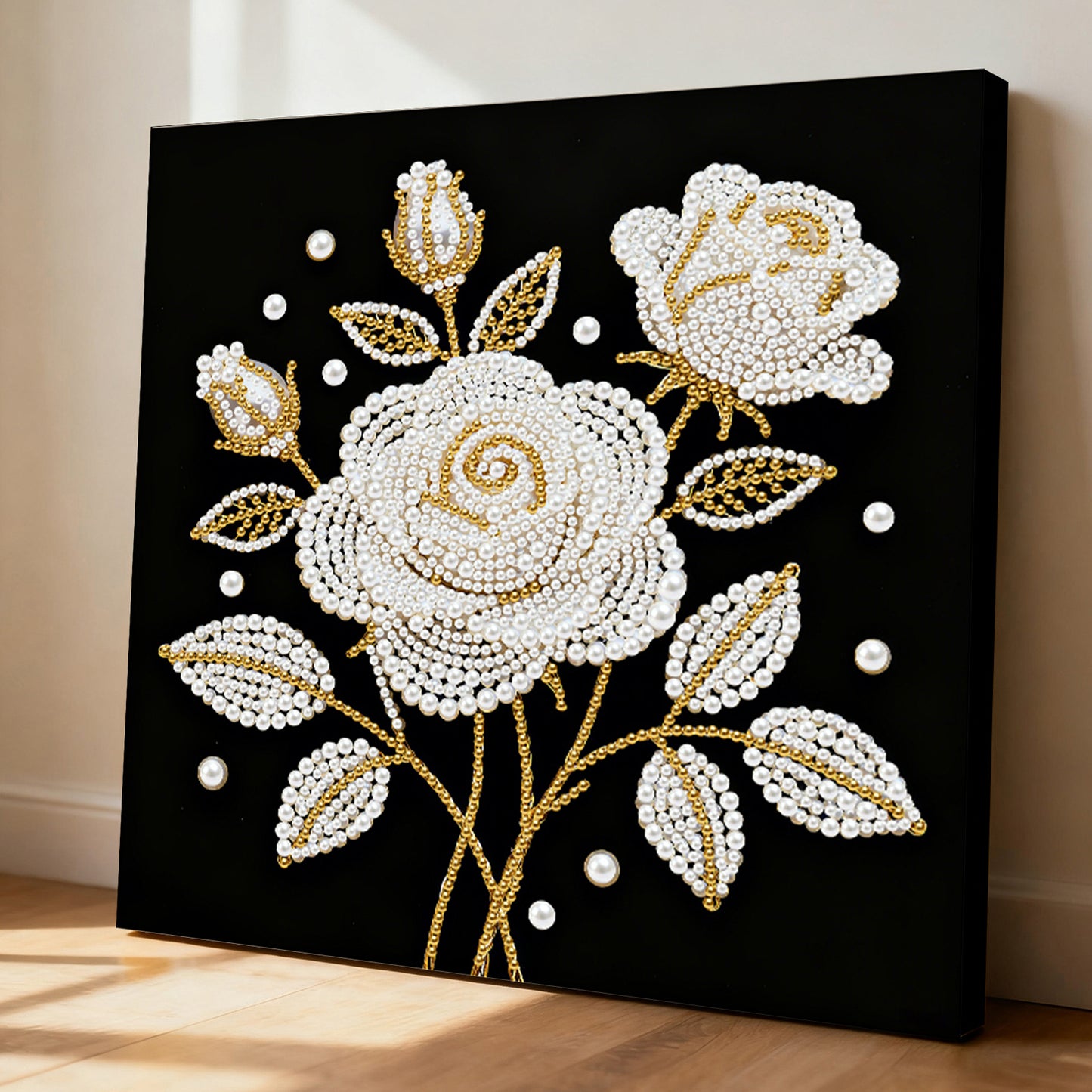 Rose - DIY Pearl Gem Art Diamond Painting Kits With Framefor Home Decor -25x25cm