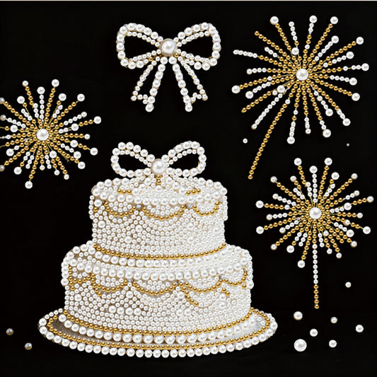 Cake - DIY Pearl Gem Art Diamond Painting Kits With Framefor Home Decor -25x25cm