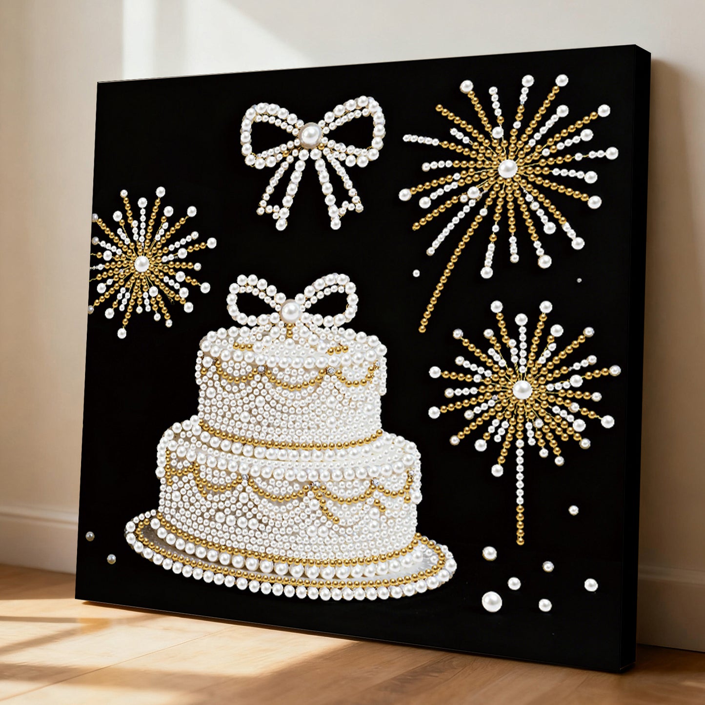 Cake - DIY Pearl Gem Art Diamond Painting Kits With Framefor Home Decor -25x25cm