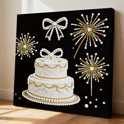 Cake - DIY Pearl Gem Art Diamond Painting Kits With Framefor Home Decor -25x25cm