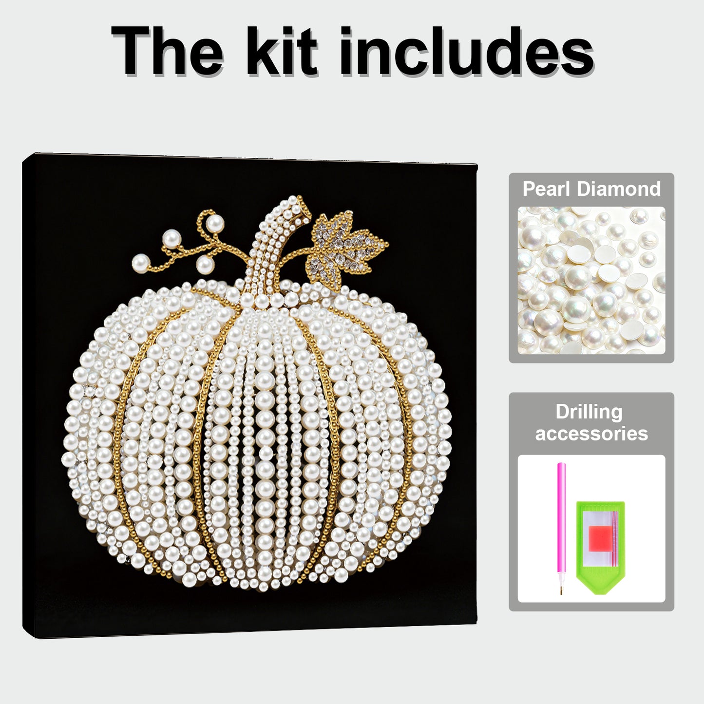 Pumpkin - DIY Pearl Gem Art Diamond Painting Kits With Framefor Home Decor -25x25cm