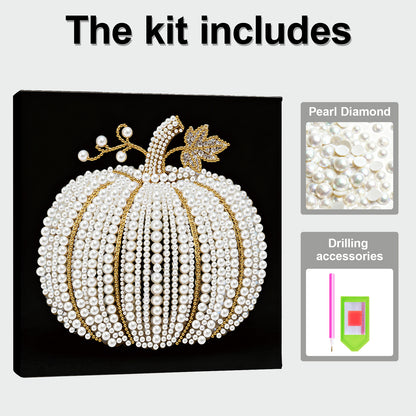 Pumpkin - DIY Pearl Gem Art Diamond Painting Kits With Framefor Home Decor -25x25cm