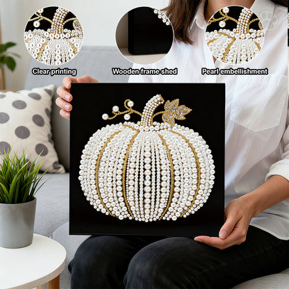 Pumpkin - DIY Pearl Gem Art Diamond Painting Kits With Framefor Home Decor -25x25cm