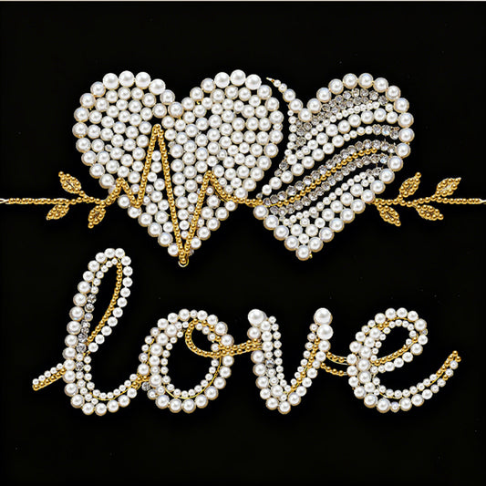 Love - DIY Pearl Gem Art Diamond Painting Kits With Framefor Home Decor -25x25cm