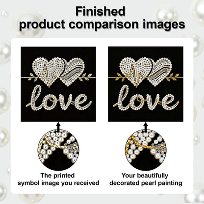 Love - DIY Pearl Gem Art Diamond Painting Kits With Framefor Home Decor -25x25cm