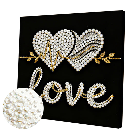 Love - DIY Pearl Gem Art Diamond Painting Kits With Framefor Home Decor -25x25cm