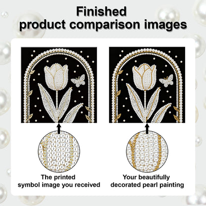 Tulips - DIY Pearl Gem Art Diamond Painting Kits With Framefor Home Decor -25x25cm