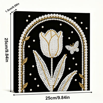 Tulips - DIY Pearl Gem Art Diamond Painting Kits With Framefor Home Decor -25x25cm